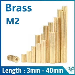 M2 Solid Brass Female Threaded Studs Round Standoff Spacers Column Length 3-40mm - Picture 1 of 45