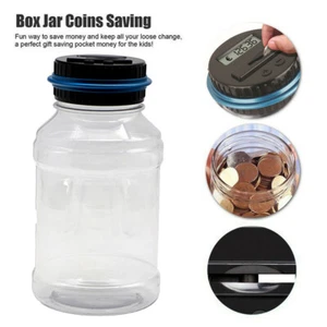 Clear Digital Piggy Bank Coin Savings Counter LCD Counting Money Jar Change Gift - Picture 1 of 7