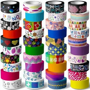 40 Rolls Washi Tape Set - 15 mm Wide Colored Masking Tape for Kids Decorative - Picture 1 of 6