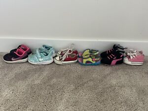 Lot of 6 Pairs Baby Girl Toddler Shoes Nike Converse Puma Sizes 1/3/5