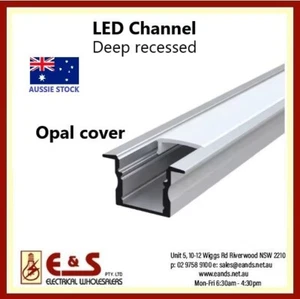 1M LED Strip light aluminium channel housing with opal cover - deep recessed - Picture 1 of 3