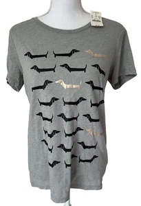 J.Crew New Size Medium Collection Tee Dachsund Dog Collection Short Sleeve - Picture 1 of 8