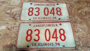 1974 ILLINOIS license plate pair classic car man cave - Picture 1 of 4