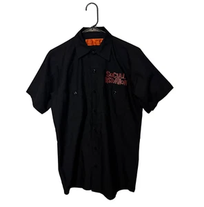 Social Distortion Work Shirt Mens Small Black Punk Rock Red Kap Button Up Garage - Picture 1 of 8