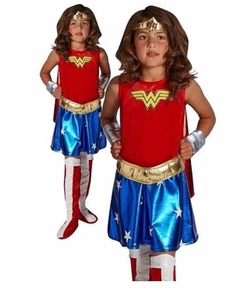 Girls DELUXE WONDER WOMAN Child Fancy Dress Costume Superhero Oufit Age 5-10 - Picture 1 of 3