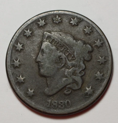 1830 Large Cent RT177 Cover