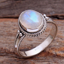 Rainbow Moonstone Ring 925 Sterling Silver Handmade Designer Ring All Size MB51