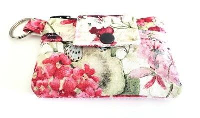 Mini billetera de tela con cremallera llavero tarjetero - flores de primavera Foto 1 de 2