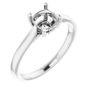 Solid Platinum Cushion Cut 6mm Natural Diamond Women Promise Ring Semi-Mounting - Picture 1 of 7