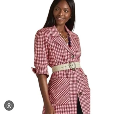 Chaqueta Cabi Pata de Gallo Roja Suave Blanca/Marfil Talla Bolsillos Pequeños Foto 1 de 4