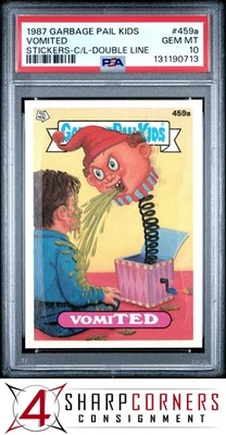1987 GARBAGE PAIL KIDS STICKERS #459a VOMITED SERIES 11 C/L DOUBLE LINE PSA 10 - Image 1 of 3