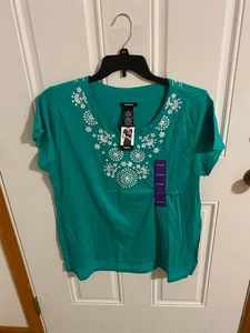 BRANDNEU DAMEN GR XXL PREMISE KURZARM BESTICKT TOP - Bild 1 von 10