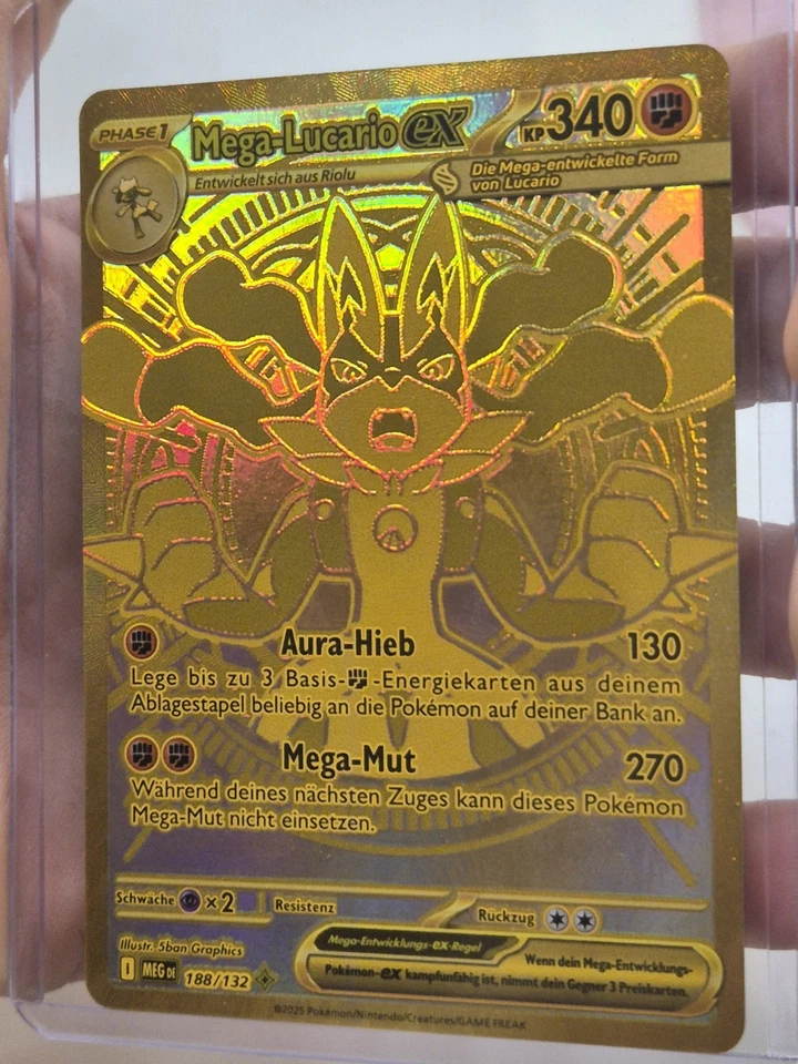 Mega Lucario Ex MEG 188/132 Gold Secret Rare - Near Mint Deutsch - Bild 1 von 4