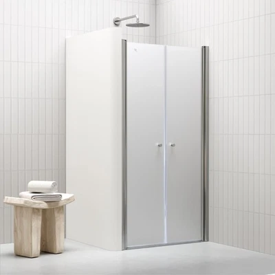 i-flair® Duschtür Nischentür LIMA mit Pendeltüren aus satiniertem ESG Glas