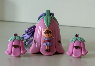 Polly Pocket Polly Pink WISHING BELL & EARRINGS 1992 Vintage Bluebird - Image 1 of 4