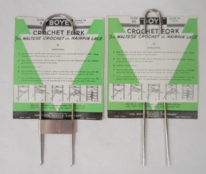 Horquillas de ganchillo Boye para ganchillo maltés o horquilla encaje lote de 2, talla 0, 00, nuevas - Imagen 1 de 6