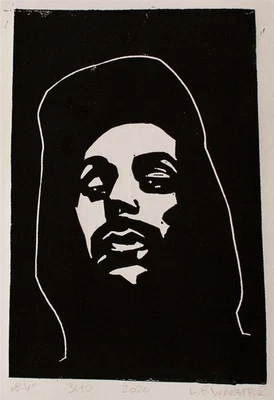 Leonhard Wachter Evidence Rapper Musik Contemporary sign Holzschnitt 2020 3/10 - Bild 1 von 3