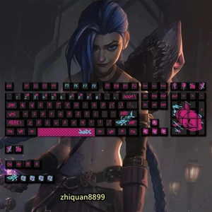 Game League of Legends Jinx 123 Key Caps PBT Keycaps for MX Mechanical Keyboard - Afbeelding 1 van 7
