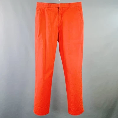 MAISON MARGIELA Size 32 Red Cotton Straight Zip Fly Casual Pants - Image 1 of 4