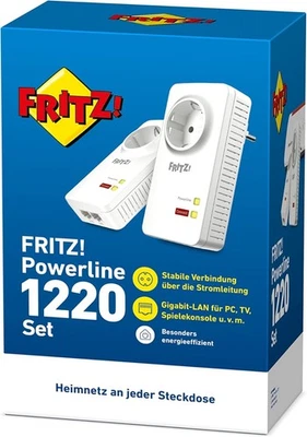 AVM FRITZ!Powerline 1220 WLAN Set Powerline 1200 Mbit/s Mesh 2x Gigabit LAN NEU - Bild 1 von 4