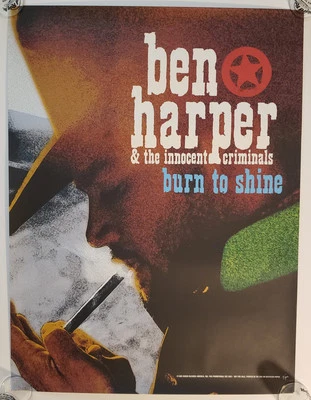 Ben Harper & the Innocent Criminals Burn to Shine poster Circa 1999 18"×24" Mint - Image 1 of 4