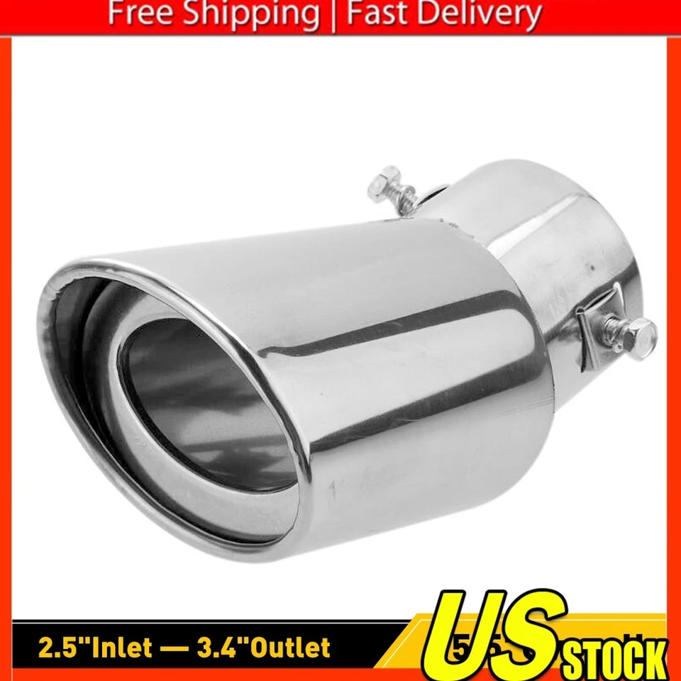 Juego de 1/2 silenciador trasero cromado con punta trasera de tubo de escape de coche Foto 1 de 4