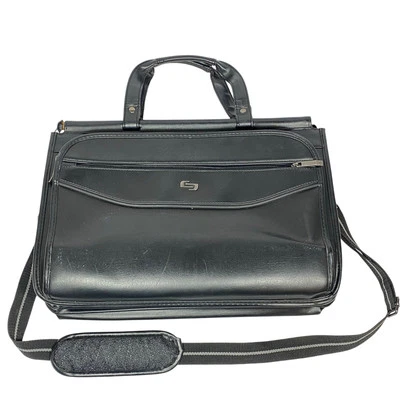 Solo New York Bolso de Cuero Negro para Laptop Maletín 15.5" Correa para Computadora MacBook Foto 1 de 4