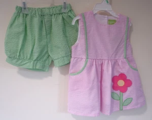 NWT Classic Whimsy Pink/Green Seersucker Garden Flower Shorts Outfit Girl's Sz 8 - Picture 1 of 1