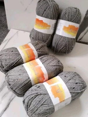 Cygnet Multi Tweeds Aran 80%Acrylic 15% Wool 5% Viscose 5ballsx100g Light Grey  - Image 1 of 4