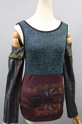 SAVE the QUEEN Scarab Nylon/Polyamide Multicolor Top Sweater Sleeve Womens Sz M - Image 1 of 4