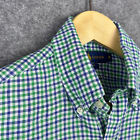 Camicia da uomo Ralph Lauren taglia small verde lino a scacchi manica lunga aderente