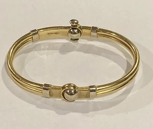 Italian Designer Baraka Luxury Two-Tone 18k Gold Hinged Bangle Bracelet - Picture 1 of 15