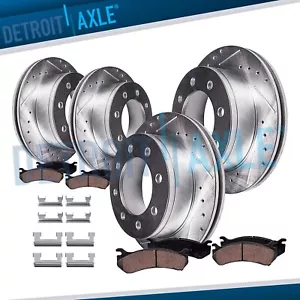 Front & Rear DRILLED Brake Rotors + Brake Pads for GMC Silverado Sierra 2500 HD - Picture 1 of 12