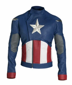 Avengers Endgame Captain America Leather Jacket Costume - Picture 1 of 3