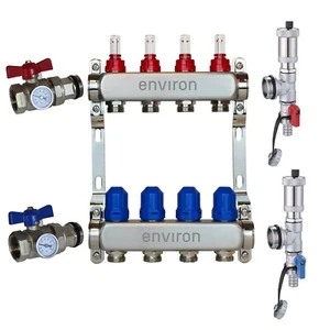 Stainless Steel Underfloor Heating Manifold 2-12 Flow Indicator Vent - Picture 1 of 23
