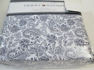 New Tommy Hilfiger 4 pieces Queen Sheet Set ~ Black Paisley on White