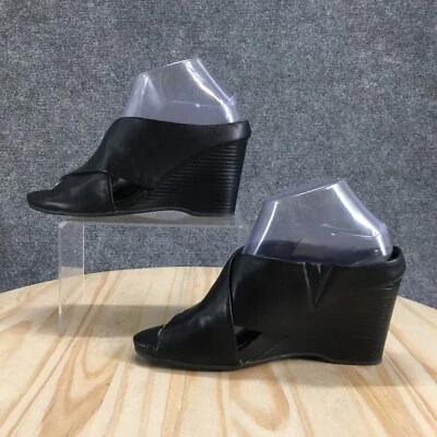 Reaction Kenneth Cole Sandals Womens 8.5M Ira Move Cross Strap Wedge Slide Black - Image 1 of 4