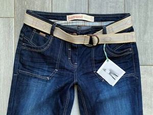 Next Ladie The Boyfriend slouch jeans belted zip pocket size 12 P W32 L29 Y2K - Picture 1 of 5