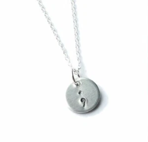 Semi Colon Necklace, Awareness, It Gets Better, My Story Isn't Over - Picture 1 of 3