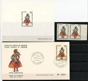 1970 Cameroun Doll Poupée 15f Proof FDC & Imperforated Pair Cameroon #12731q - Picture 1 of 1