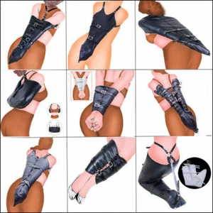 Lockable Leg/Arm Binder Behind Back Straight Glove Shoulder Strap Jacket BDSM - Picture 1 of 75