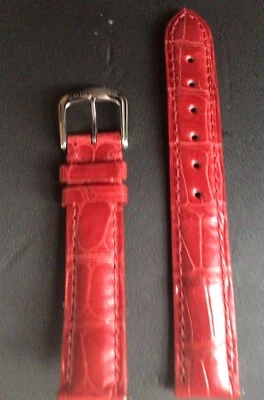 DAVID YURMAN RED ALLIGATOR 15mm STRAP W/BUCKLE/PINS EASY ON/OFF FITS ALL 15mm - Image 1 of 4