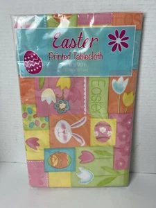 New Easter Print Tablecloth Multicolor 52”X90” Oblong Vinyl/Polyester - Picture 1 of 5