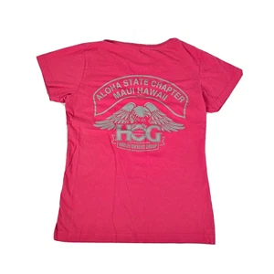 Harley Owners Group HOG Women's Med Pink Aloha State Chapter Maui Hawaii T-Shirt - Picture 1 of 13