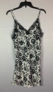Victorias Secret Babydoll Teddy Womens Med Black & White Floral Satin Wedding - Picture 1 of 7