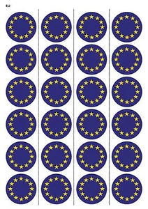 24X PRECUT EU FLAGGE GEBURTSTAG ESSBAR OBLATENPAPIER, CUPCAKE, CAKE TOPPER 1185 - Bild 1 von 1
