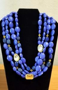 **NOS Suzanne Somers Chunky Bold Blue Beads and Genuine Lapis Lazuli Necklace** - Picture 1 of 8