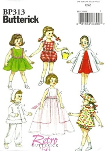 Butterick BP313 Retro Bloomers, Dress, Skirt, Sunsuit for 18" Dolls UNCUT B6001 - Picture 1 of 3