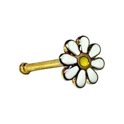 Borchia naso margherita fiore smaltato 20 g (0,8 mm) acciaio 316 L estremità ... - Immagine 1 di 4