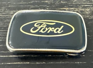 Ford Auto Belt Buckle - RJ Roberts USA, Black & Gold in 3”x2” Silver Case PO-LN - Picture 1 of 3